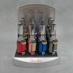 5.25" Clicket Metallic Pivot Neck Quad Torch Adjustable/Refillable Lighters w/Display