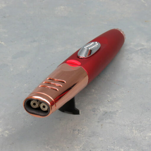 8" Clickit Dual-Torch Adjustable/Lockable Narrow Refillable Lighters w/Kickstand