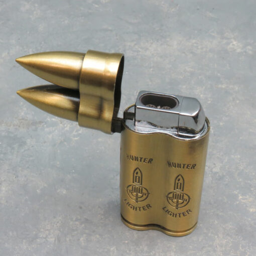 3.5" Clickit Double Bullet Dual-Torch Flip-Top Refillable/Adjustable Lighters