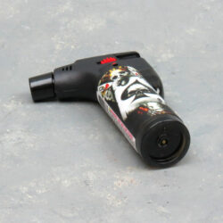 4.5″ Clickit Refillable Single Adjustable Torch Lighters w/Skull Designs & Display