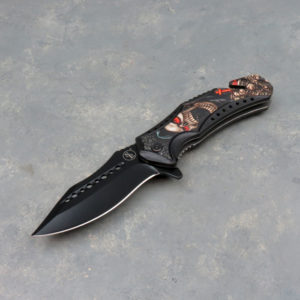 4″ Skulls/Reaper Spring Assisted Knife w/Clip, Glass Breaker and Belt Cutter