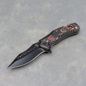 4″ Reaper/Bulldog Spring Assisted Knife w/Clip, Glass Breaker and Belt Cutter