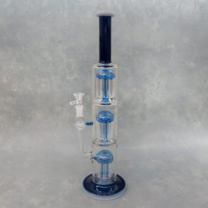 17.5" Triple Tree Perc Glass Water Pipe w/Narrow Mouthpiece