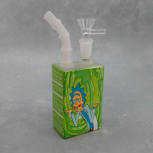 7″ Juice-Box Style Schwifty Rick Glass Water Pipe/Bubbler Rig