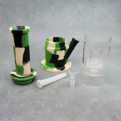 14.5" Wide 5-Part Matrix Perc Silicone/Glass Water Pipe w/Diffused Downstem