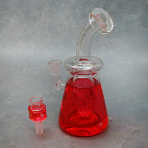 8.5" Hipster Glass Puck Perc Glycerin Freeze Glass Water Pipe w/Gycerin Freeze Bowl + Angled Mouthpiece