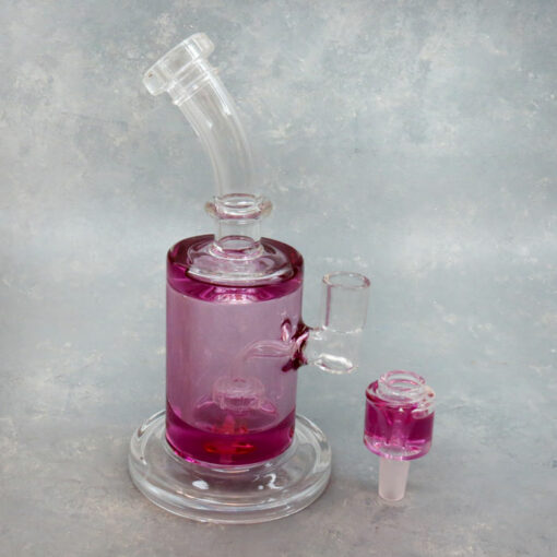 9" Rig-Style Puck Perc Glycerin Freeze Glass Water Pipe w/Gycerin Freeze Bowl + Angled Mouthpiece