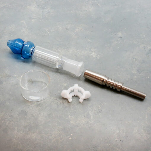 7" Dome Perc Nectar Collector Kit w/14mm Titanium Tip, Clip & Glass Bucket