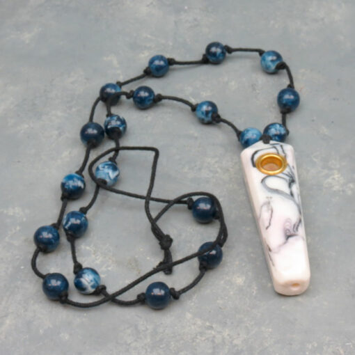 3.5" Acrylic Keystone Hand Pipe on 19" Beaded Necklace
