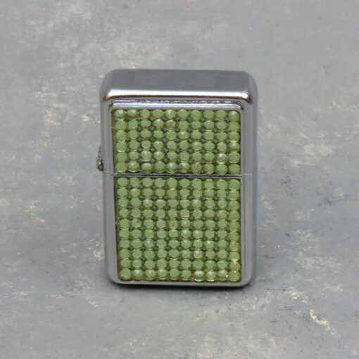 2.25" Oil Wick Flip Top Style Lighters w/Gem Designs (12-count display)