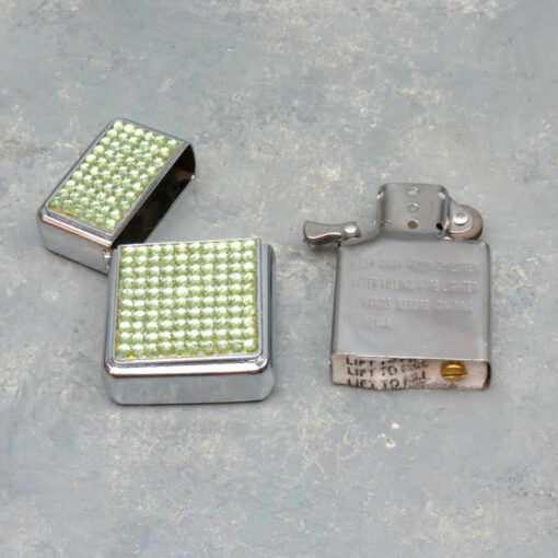 2.25" Oil Wick Flip Top Style Lighters w/Gem Designs (12-count display)