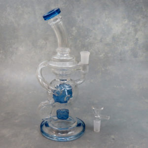 10" Turbo Puck Double Recycle Rig Style Glass Water Pipe w/Angled Mouthpiece