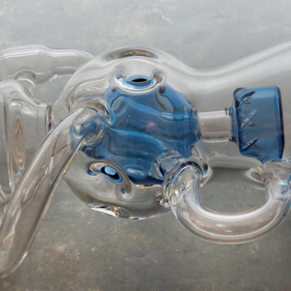 10" Turbo Puck Double Recycle Rig Style Glass Water Pipe w/Angled Mouthpiece