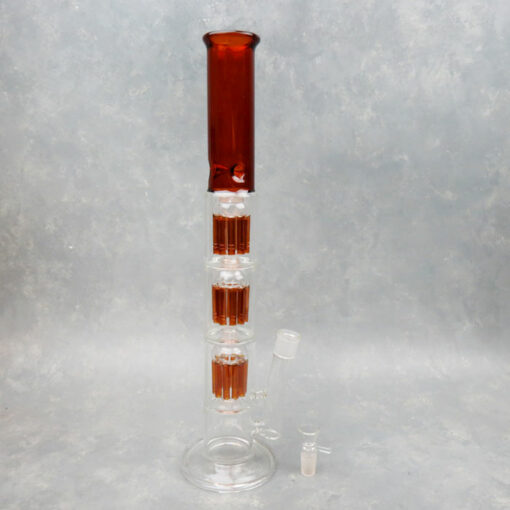 19.5" Color Accent Triple Tree Perc Glass Water Pipe w/Ice Catch