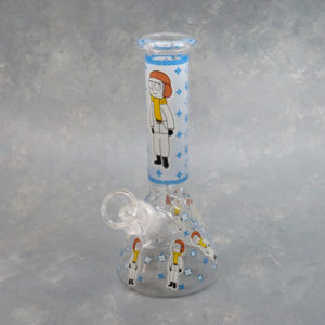 8" Glow-in-the-Dark Winter Morty Beaker Style Glass Water Pipe w/Ice Catch & Diffused Downstem