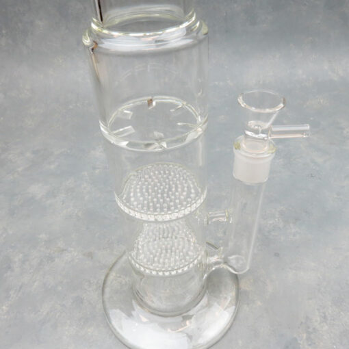17" Clear Double Showerhead to Turbo Perc Glass Water Pipe w/Ice Catch & Thick Mouthpiece