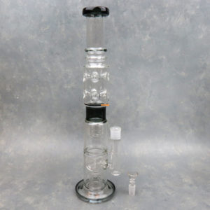 19" Color Accent Dual Barrel Perc Glass Water Pipe w/Ice Chamber