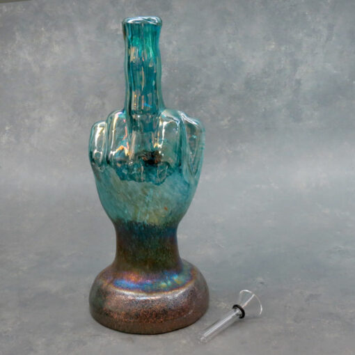 10" Iridescent 'The Finger' Soft Glass Water Pipe