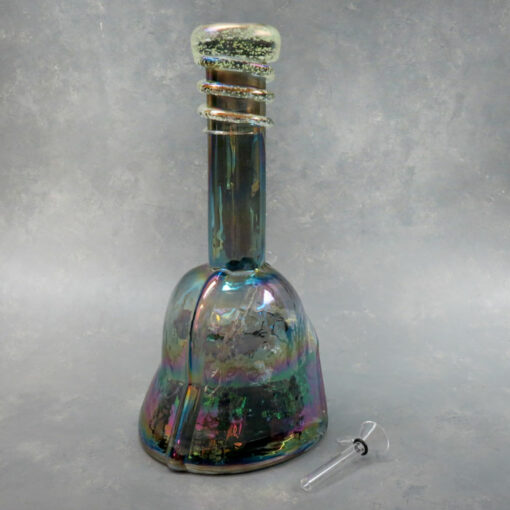 12" Iridescent 'Helmet Man' Soft Glass Water Pipe w/Glow-in-the-Dark Coil Wrap Mouthpiece