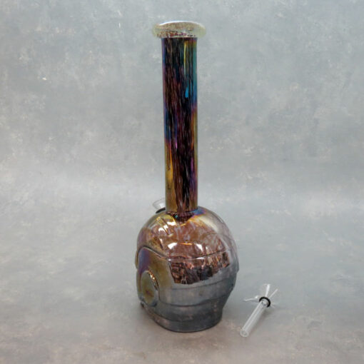 12" Iridescent 'Metal Man' Soft Glass Water Pipe w/Glow-in-the-Dark Mouthpiece