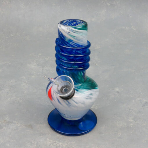 6" Twisted Color Splotch Based Vase Style Soft Glass Water Pipe w/Mouthpiece Coil Wrap