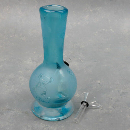 6" Frosted 'Dancing Bears' Based Vase Style Soft Glass Water Pipe