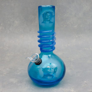 9" Frosted 'Rasta Man' Round Vase Style Soft Glass Water Pipe w/Coil Wrap