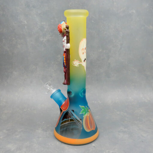 14" Bobblehead Witch Doctor Clown Glow-in-the-Dark Frosted Beaker Style Glass Water Pipe w/Ice Catch & Diffused Downstem
