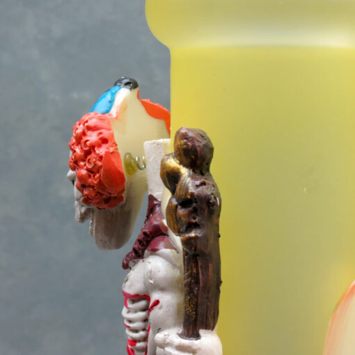 14" Bobblehead Witch Doctor Clown Glow-in-the-Dark Frosted Beaker Style Glass Water Pipe w/Ice Catch & Diffused Downstem