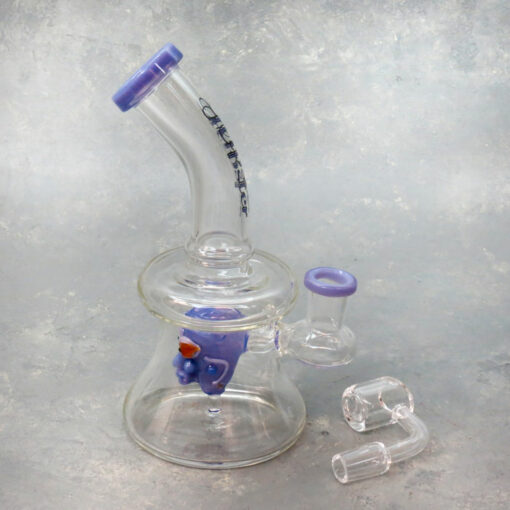 7.5" Hipster Glass 'Face Perc' Glass Water Pipe w/Angled Mouthpiece & Quartz Banger