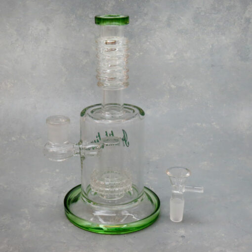 8" Matrix Perc Straight Rig Style Institution Glass Water Pipe w/Ribbed Narrow Mouthpiece