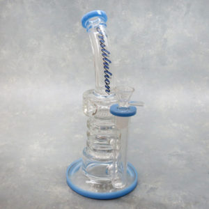 10" Institution Double Showerhead Perc Rig Style Glass Water Pipe w/'Ice Catch' & Narrow Angled Mouthpiece