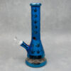 10.5" Beaker Style Metallic LV Leaf Pattern Glass Water Pipe w/Ice Catch & Diffused Downstem