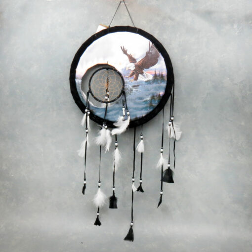 15" Beaded Feather Mandala w/5" Beaded Feather Dream Catcher w/Assorted Native American Designs