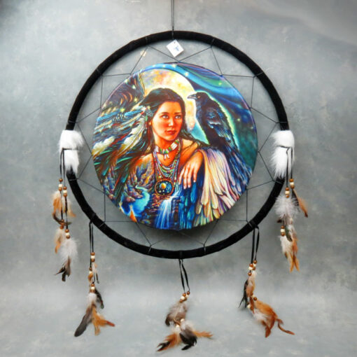 24" Mandala w/Beads, Faux Fur & Feathers (Assorted Images)