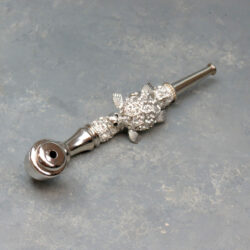 5" Jeweled Figure Beaded Metal Hand Pipes w/Screen & Cap