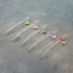 4" Sleek Color Pinch Glass Chillums w/Pointed Mouthpiece & Pastel Bump