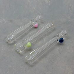 4.25" Smooth Clear Glass Chillums w/Tapered Mouthpiece & Color Bump