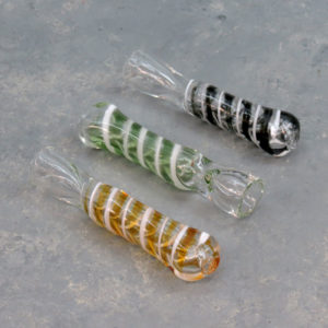 3.15" Color Line Twist Clear Glass Chillums w/Tapered Bit