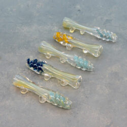 3.25" Fumed Slender Twisted Glass Chillums/Joint Holders w/Two Bumps