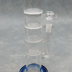 18" Triple Showerhead Perc Color Accent Glass Water Pipe w/Base & Ice Catch
