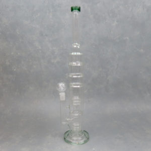 18" Double Matrix Perc Color Accent Glass Water Pipe w/Internal Rings, Base & Skinny Mouthpiece