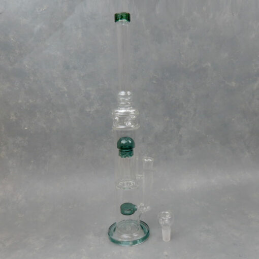 18" Disc to Tree Double Perc Color Accent Glass Water Pipe w/Base & Skinny Mouthpiece