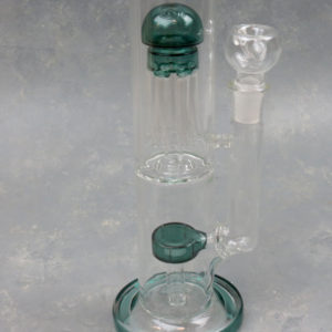 18" Disc to Tree Double Perc Color Accent Glass Water Pipe w/Base & Skinny Mouthpiece