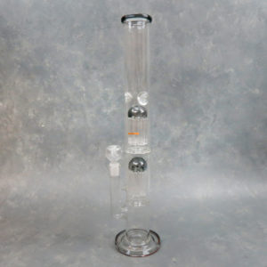 18" Double Tree Perc Color Accent Glass Water Pipe w/Base & Ice Catch