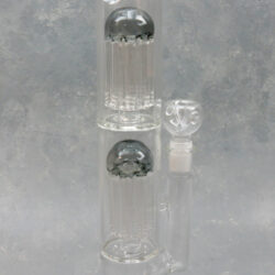 18" Double Tree Perc Color Accent Glass Water Pipe w/Base & Ice Catch