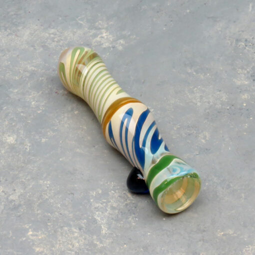 3.5" Multicolor Wild Stripes Contoured Glass Chillums w/Color Bump