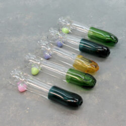 3.75" Half-Clear Thick Glass Chillums w/Tapered & Colored Bit & Pastel Bump