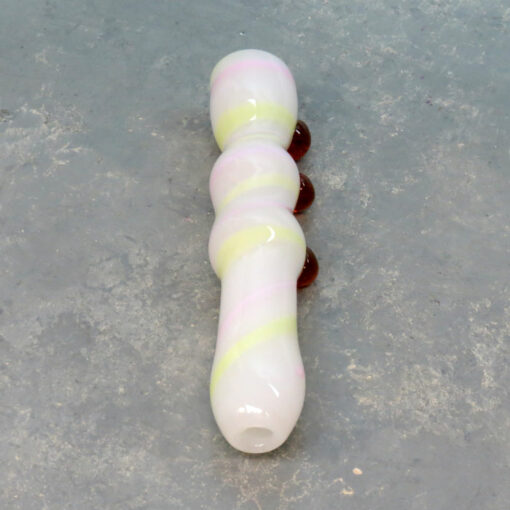 3.75" Three-Bump Curvy Glass Chillums w/Pastel Line Twist