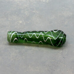3.5" Wavy Thin Line Colored Glass Chillums w/Flattened Mouthpiece